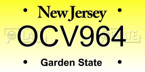 OCV964 New Jersey License Plate