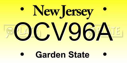 OCV96A New Jersey License Plate