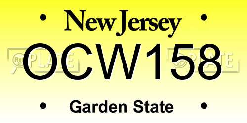 OCW158 New Jersey License Plate