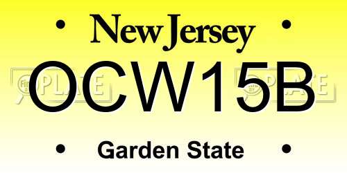 OCW15B New Jersey License Plate