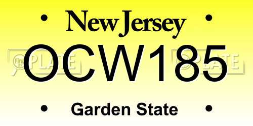 OCW185 New Jersey License Plate