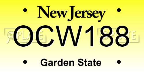 OCW188 New Jersey License Plate