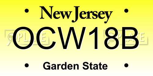 OCW18B New Jersey License Plate