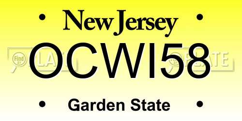 OCWI58 New Jersey License Plate