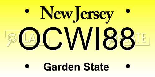 OCWI88 New Jersey License Plate