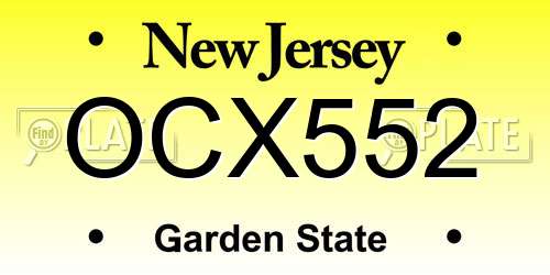 OCX552 New Jersey License Plate