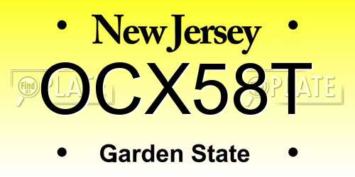 OCX58T New Jersey License Plate
