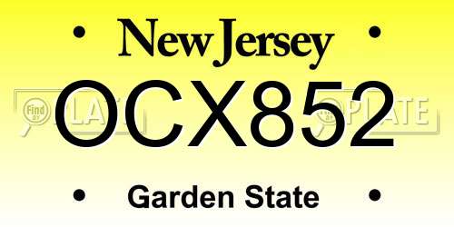 OCX852 New Jersey License Plate