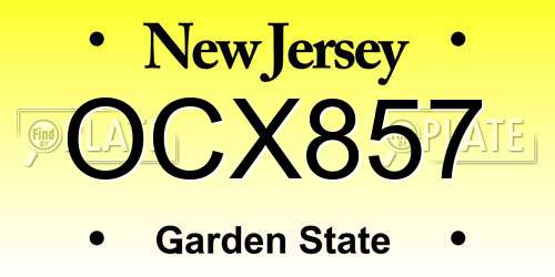 OCX857 New Jersey License Plate