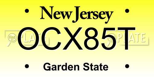 OCX85T New Jersey License Plate