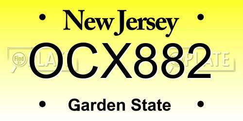 OCX882 New Jersey License Plate