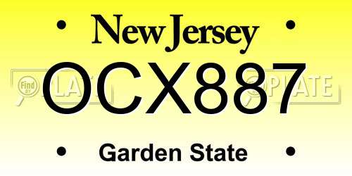 OCX887 New Jersey License Plate