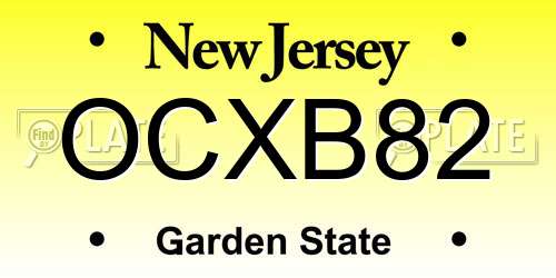OCXB82 New Jersey License Plate