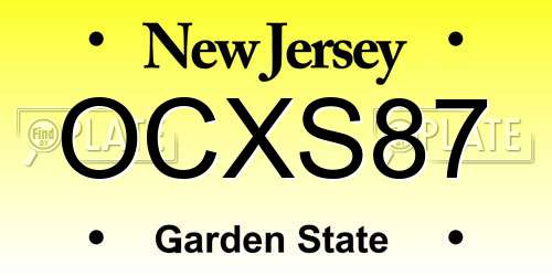 OCXS87 New Jersey License Plate