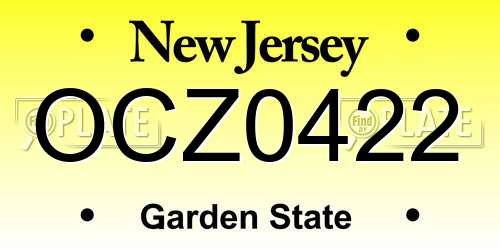 OCZ0422 New Jersey License Plate