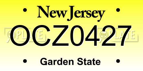 OCZ0427 New Jersey License Plate