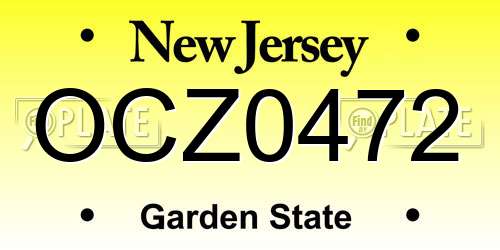 OCZ0472 New Jersey License Plate
