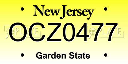 OCZ0477 New Jersey License Plate