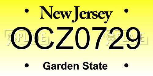 OCZ0729 New Jersey License Plate