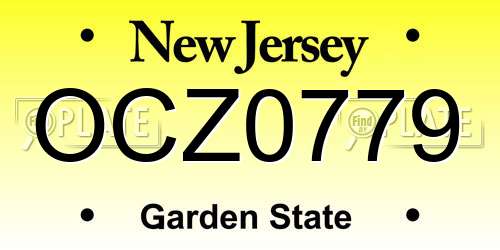 OCZ0779 New Jersey License Plate