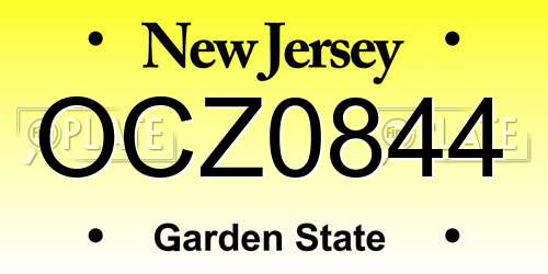 OCZ0844 New Jersey License Plate