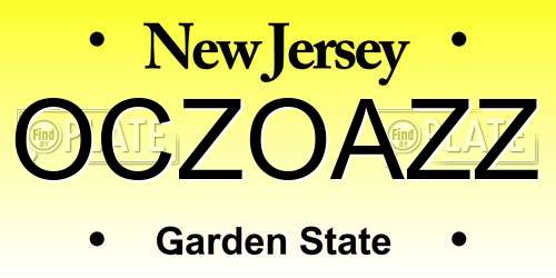 OCZOAZZ New Jersey License Plate