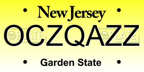 OCZQAZZ New Jersey License Plate