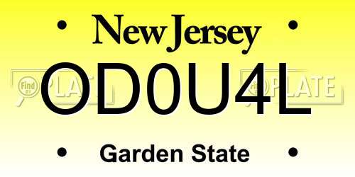 OD0U4L New Jersey License Plate
