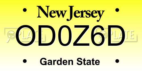 OD0Z6D New Jersey License Plate