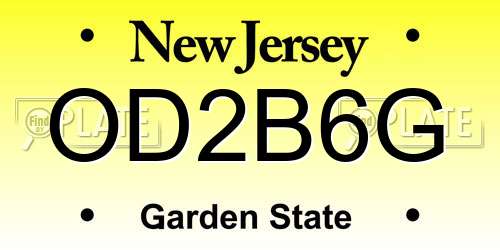 OD2B6G New Jersey License Plate