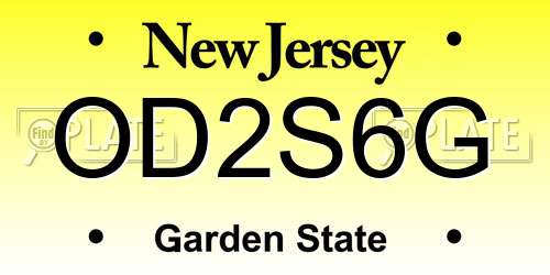 OD2S6G New Jersey License Plate