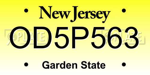 OD5P563 New Jersey License Plate