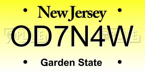 OD7N4W New Jersey License Plate