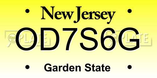 OD7S6G New Jersey License Plate