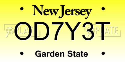 OD7Y3T New Jersey License Plate