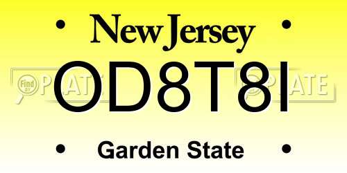 OD8T8I New Jersey License Plate