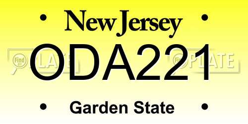 ODA221 New Jersey License Plate