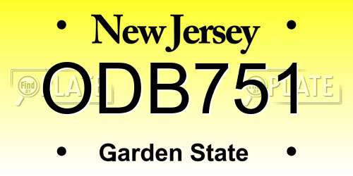 ODB751 New Jersey License Plate