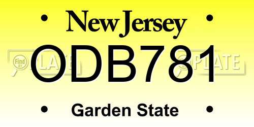 ODB781 New Jersey License Plate