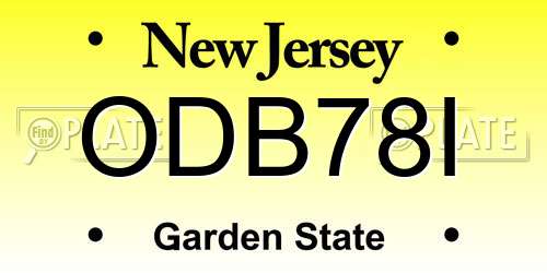 ODB78I New Jersey License Plate
