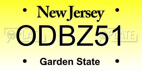 ODBZ51 New Jersey License Plate
