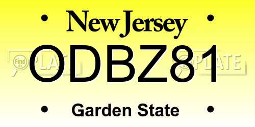 ODBZ81 New Jersey License Plate