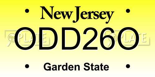 ODD26O New Jersey License Plate