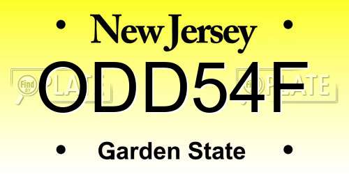 ODD54F New Jersey License Plate