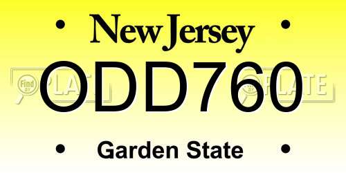 ODD760 New Jersey License Plate