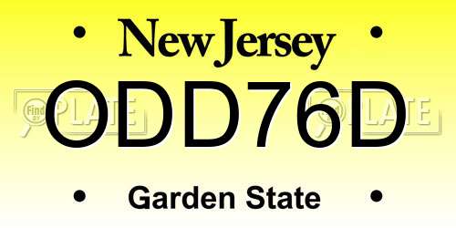 ODD76D New Jersey License Plate