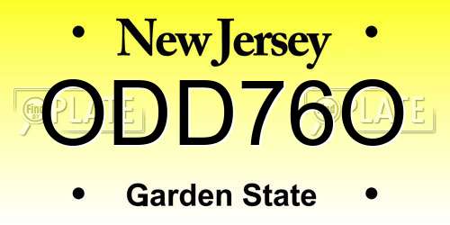 ODD76O New Jersey License Plate