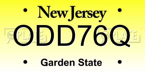 ODD76Q New Jersey License Plate