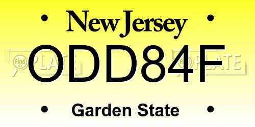 ODD84F New Jersey License Plate