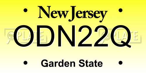 ODN22Q New Jersey License Plate